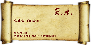 Rabb Andor névjegykártya